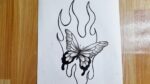 How to draw a butterfly easy step by step || Butterfly tattoo drawing