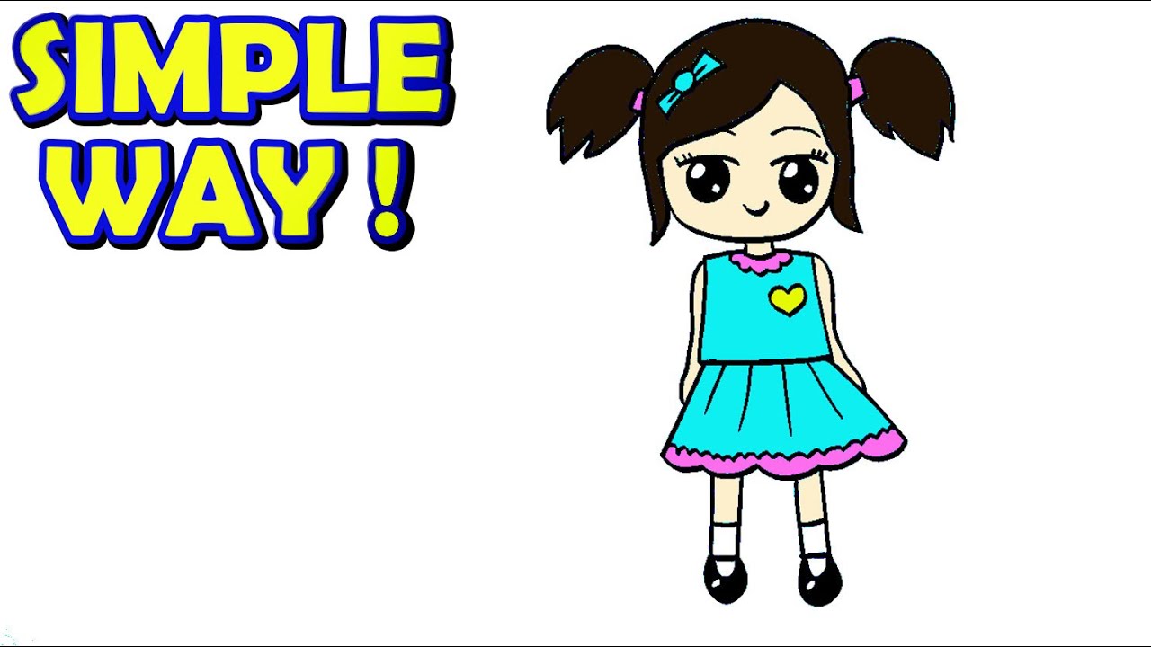 How to draw a cute little girl step by step simple way | Simple Drawing Ideas