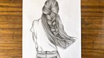 How to draw a girl with beautiful dress | How to draw a girl from back side  | Girl drawing