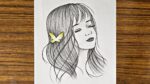 How to draw a girl with butterfly | Sketch drawing with pencil | Girl drawing tutorial |Girl drawing
