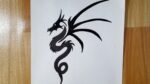How to draw a tribal dragon tattoo || Tribal tattoo design