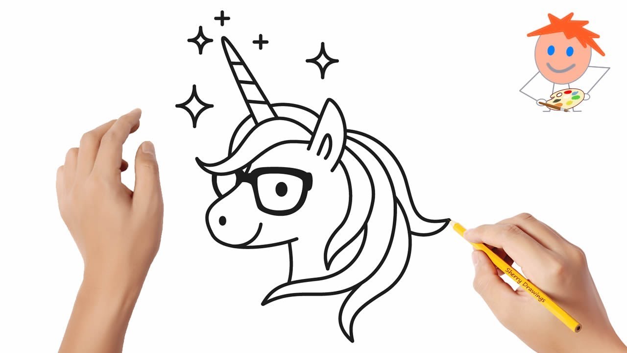 How to draw a unicorn wearing eyeglasses | Easy drawings
