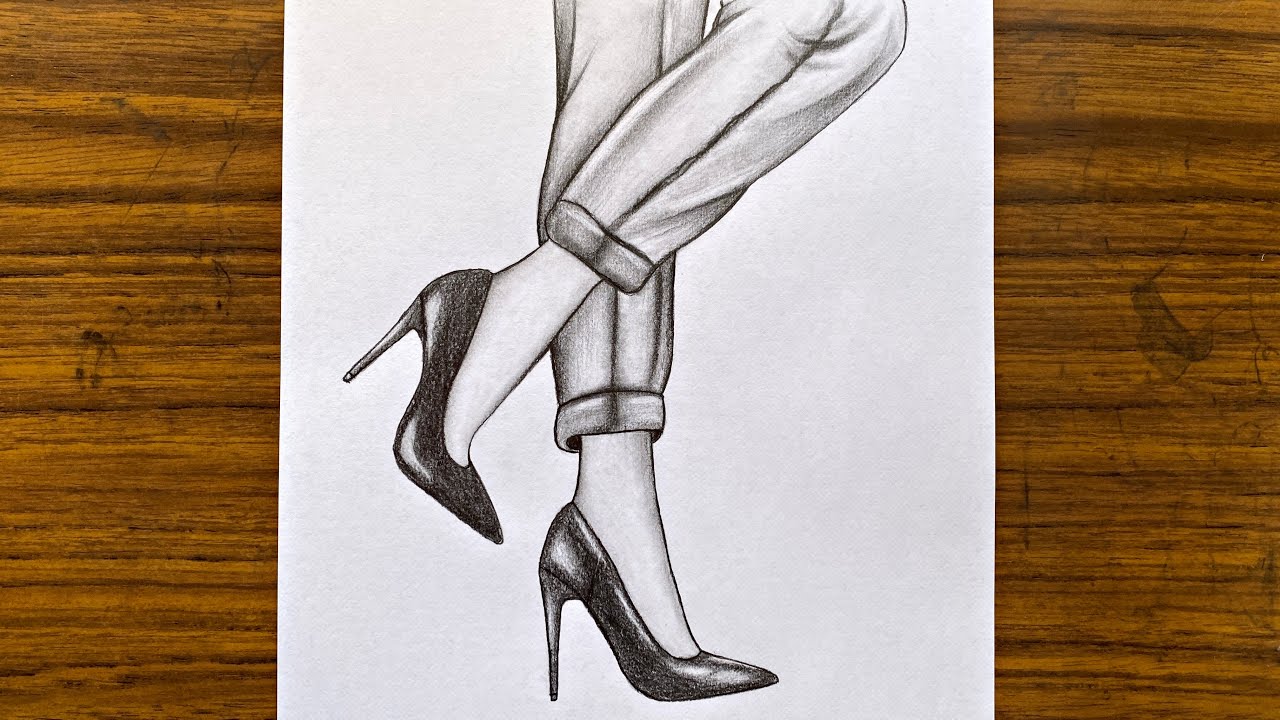 How to draw feet with high heels for beginners | Easy drawing for girls step by step