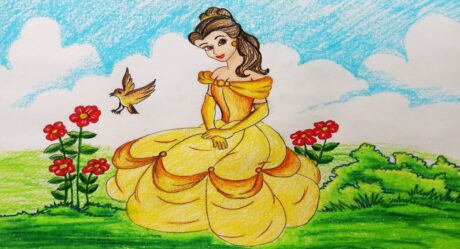 How to draw princess belle.Step by step(easy draw)