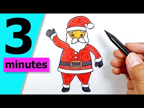 How to draw santa claus easy in 3 minutes and color it in 4 minutes | Simple Drawing Ideas