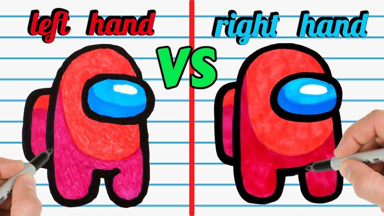Left Hand VS Right Hand Challenge Drawing Among Us Imposter