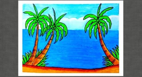 Sea beach scenery drawing with oil pastel colour How to draw easy scenery