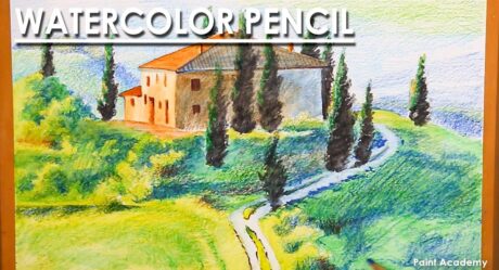 Paysage au crayon à l’aquarelle : un dessin de campagne italienne en Toscane