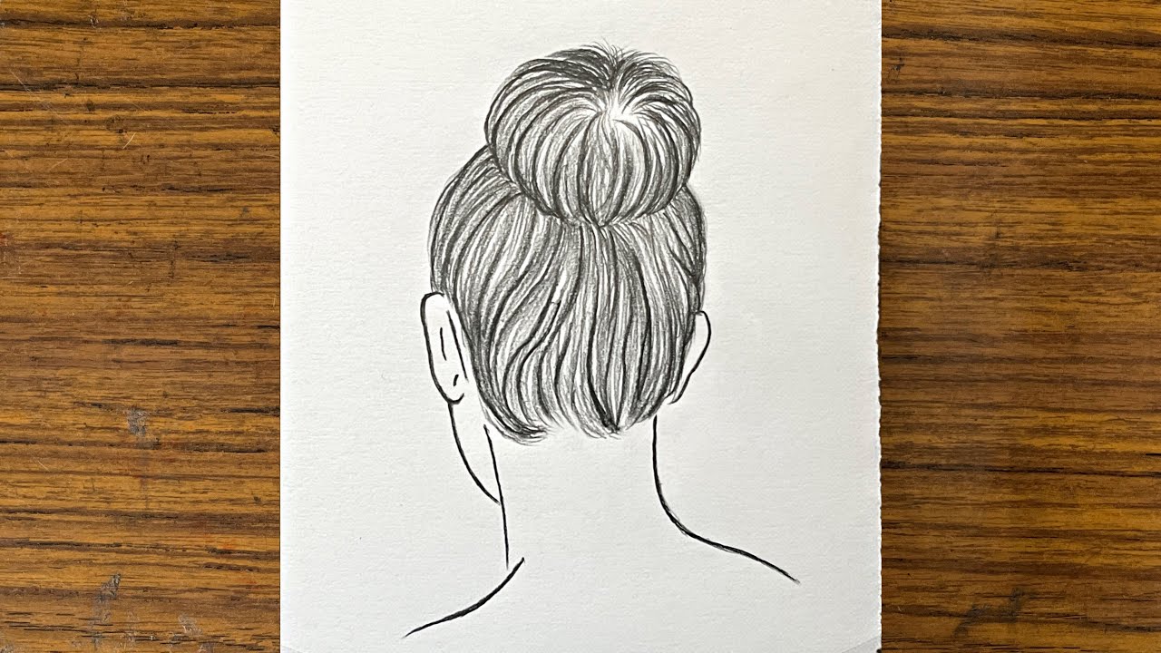 how to draw a girl with messy bun hair || How to draw a girl with beautiful hairstyle || Art videos