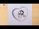 love with ' R ' alphabet name pencil drawing@Taposhi kids academy