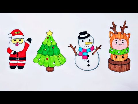 วาดรูปธีมท คริสมาสต์น่ารัก ง่ายๆ || How To Draw Christmas Easy