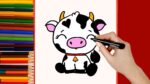 Aprende a dibujar una VACA KAWAII fácil. How to Draw a Cute Cow easy #3