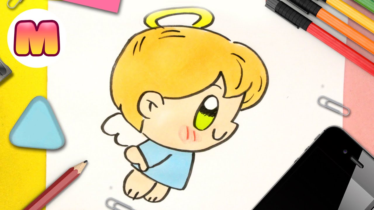 COMO DIBUJAR UN ANGEL DE NAVIDAD KAWAII - Dibujos kawaii faciles - Dibujos para Navidad