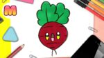 COMO DIBUJAR UN RABANO KAWAII - Dibujos kawaii de verduras - Aprender a dibujar