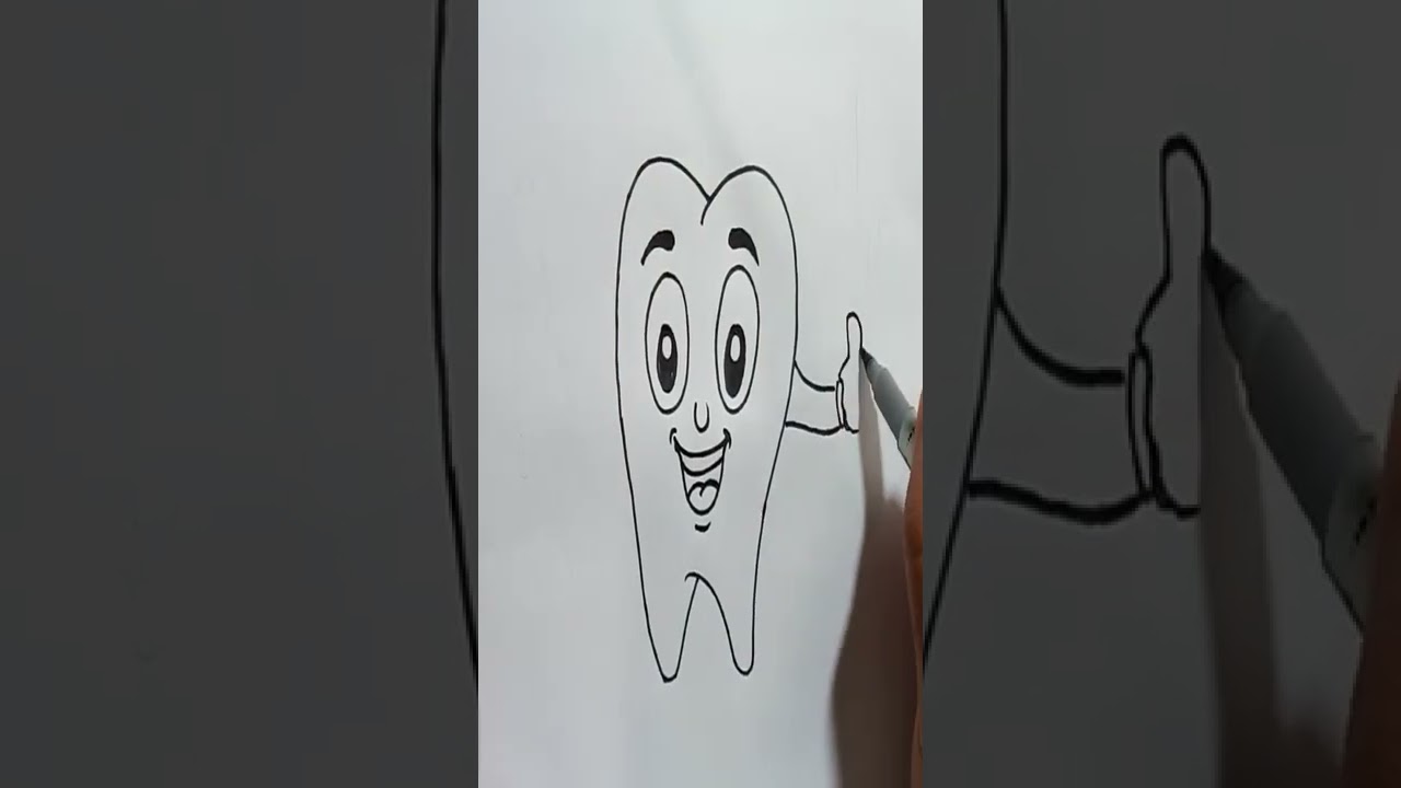 Cartoon Teeth Drawing cute and easy #shorts