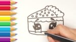 Cómo Dibujar y Colorear una Kawaii Torta de Cumpleaños   Dibujando Pastel Tarta de Colores