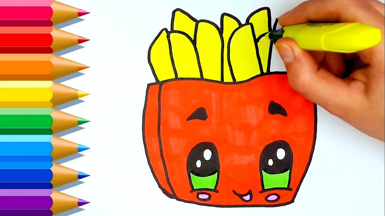 Cómo dibujar Papas Fritas Kawaii  How to Draw a Cute French fries