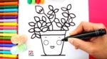 Cómo dibujar una PLANTA en MACETA Kawaii con Brillantina | How to draw a Glitter Flower Pot