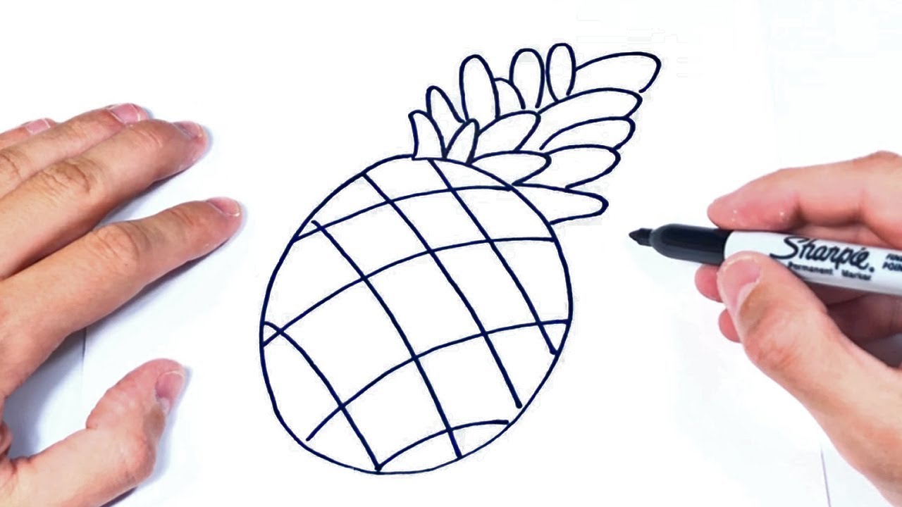 Cómo dibujar una Piña Paso a Paso | Dibujo de Piña Fruta