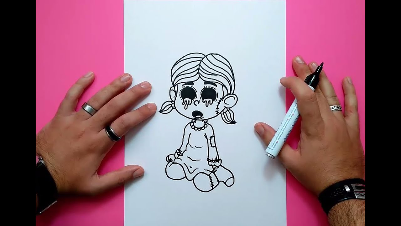 Como dibujar una niña terrorifica paso a paso | How to draw a terrific girl