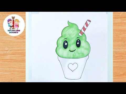 Cute creamy ice cream drawing and colouring@Taposhikidsacademy