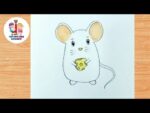 Cute mice with cheese cake drawing and colouring |cute mouse@Taposhikidsacademy