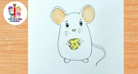 Cute mice with cheese cake drawing and colouring |cute mouse@Taposhikidsacademy