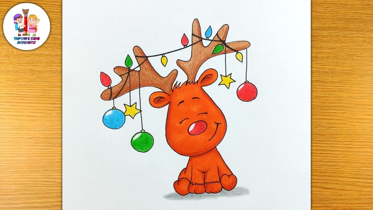 Cutie Santa Claus deer drawing | Christmas drawing@Taposhikidsacademy