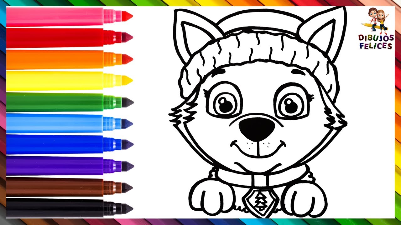 Dibuja y Colorea A EVEREST De La Patrulla Canina  Dibujos Para Niños