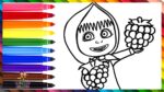 Dibuja y Colorea A Masha Con Frambuesas  Dibujos Para Niños