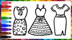 Dibuja y Colorea Tres Vestidos Diferentes  Dibujos Para Niños