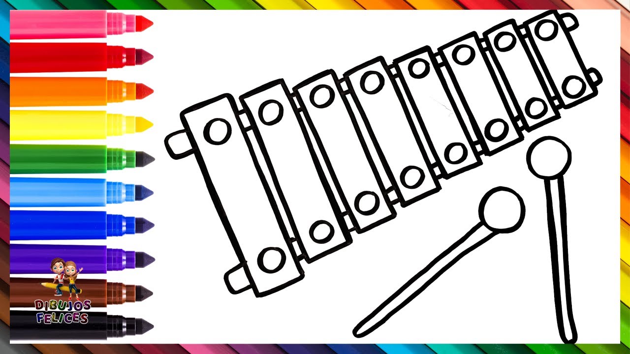 Dibuja y Colorea Un Xilófono Arcoiris  Dibujos Para Niños
