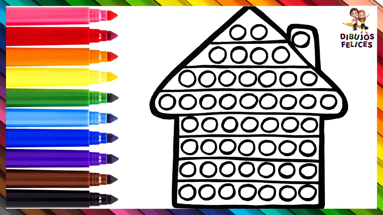 Dibuja y Colorea Una Casa POP IT  Dibujos Para Niños