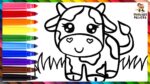 Dibuja y Colorea Una Linda Vaca Arcoiris  Dibujos Para Niños