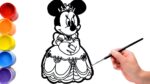 Dibujar y colorear a Minnie Mouse vestida de reina #mickeymousedrawing