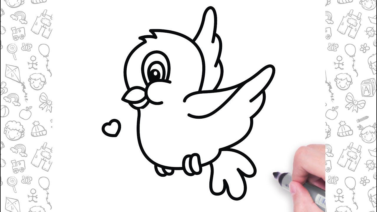 Draw a Cute Cartoon Bird Easy | Step by Step Drawing For Kids
