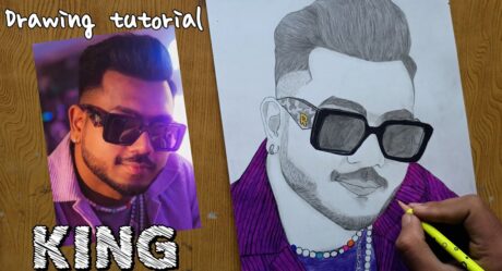 Dibujo- KING (Rapero) De Hustle 2.0 |Cómo dibujar a King |Dibujo de King de mtv Hustle |Arpan Kumar