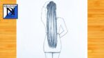 Easy way to draw girl backside long hair | Step by Step for beginner drawing | Simple pencil drawing