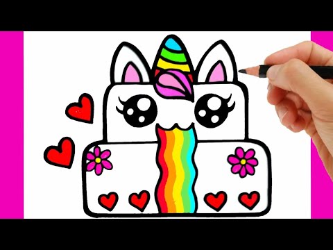 HOW TO DRAW A BIRTHDAY CAKE EASY STEP BY STEP - DRAWING AND COLORING A BIRTHDAY CAKE