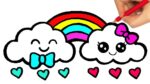 HOW TO DRAW A CLOUD EASY - HOW TO DRAW A RAINBOW STEP BY STEP - DRAWING AND COLORING A CLOUD