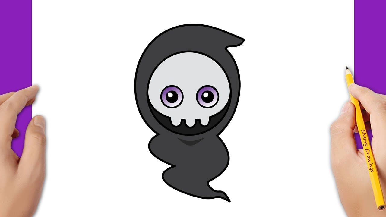 HOW TO DRAW A CUTE GRIM REAPER EASY | Halloween drawing