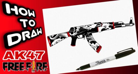 CÓMO DIBUJAR UN DRAGÓN EN LLAMAS CON ARMA AK47 | FUEGO LIBRE | como dibujar la ak47 de free fire