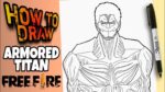 HOW TO DRAW FREE FIRE ARMORED TITAN BUNDLE | ATTACK ON TITAN | como dibujar la skin titán acorazado