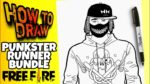 HOW TO DRAW PUNKSTER RUNNER BUNDLE FROM FREE FIRE | como dibujar la skin juventud a la mala