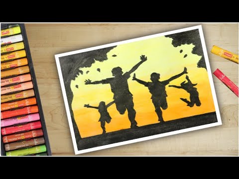 Happy Children's Day Drawing with Oil Pastels | Children's day drawing