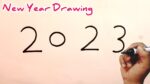 Happy New Year Drawing for Beginners with 2023 Numbers | How To Make Happy New Year Drawing By 2023