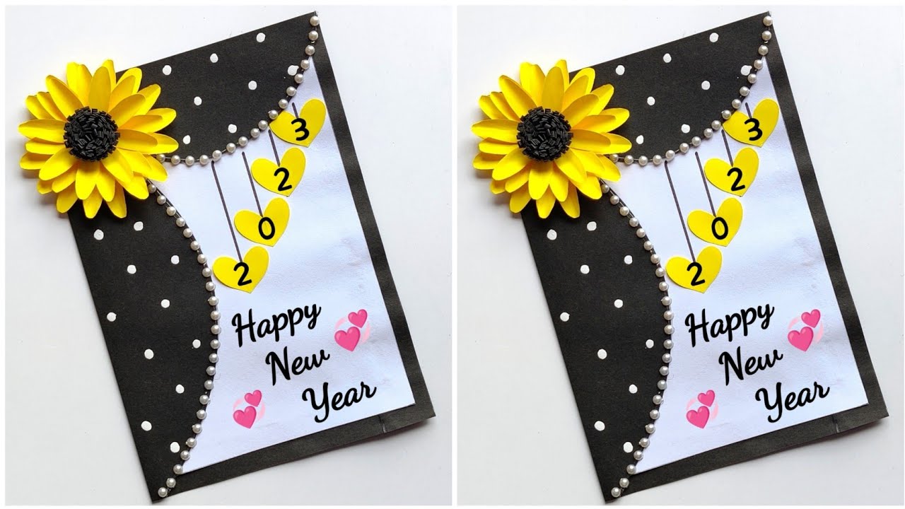 Happy New year greeting card 2023 / Easy and beautiful card for new year / DIY New year card ideas
