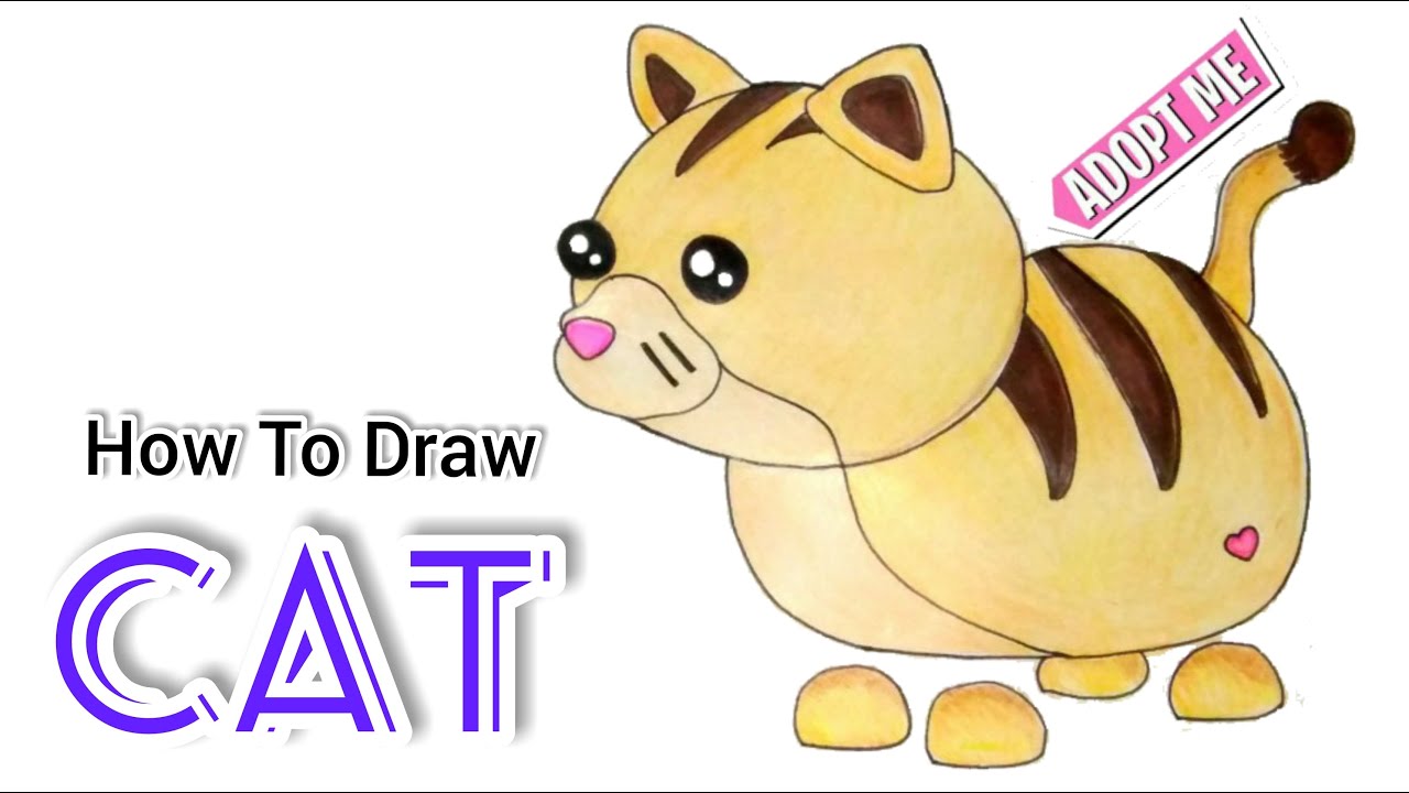 How To Draw A Cat / Ginger Cat | Roblox Adopt Me  Pet | Cartooning Cute drawings