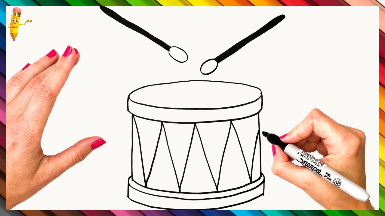 How To Draw A Drum Step By Step  Drum Drawing Easy