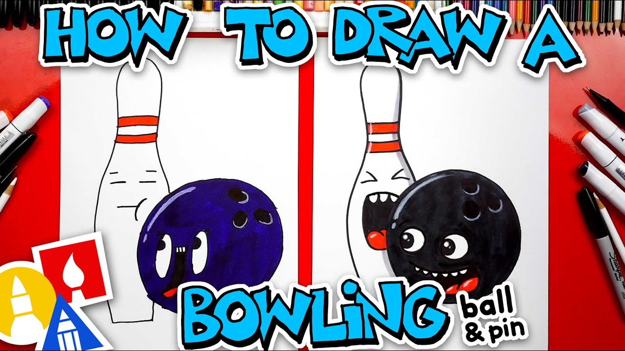 How To Draw A Funny Bowling Ball And Pin